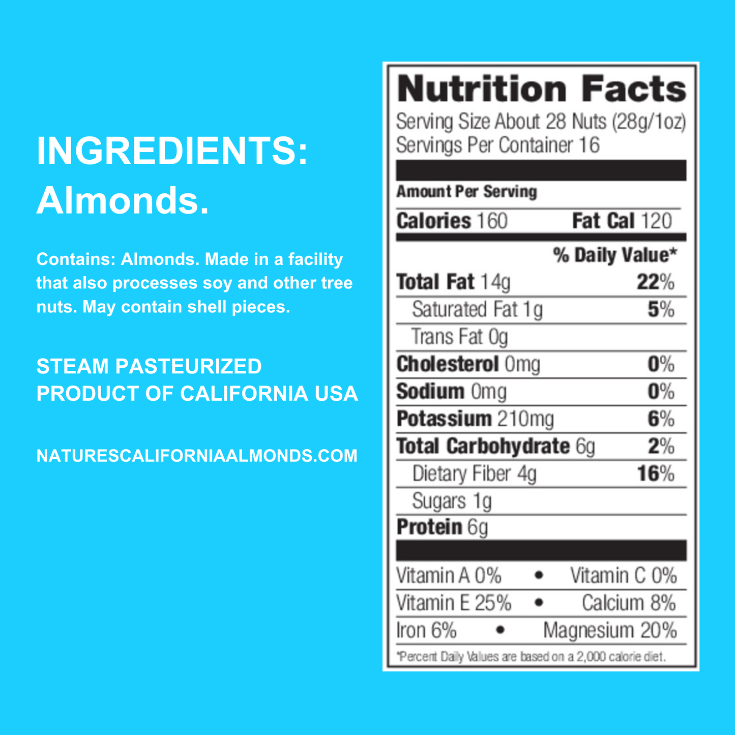 NATURE'S CALIFORNIA ALMONDS® Unroasted & Unsalted 16 oz (Pack of 4)