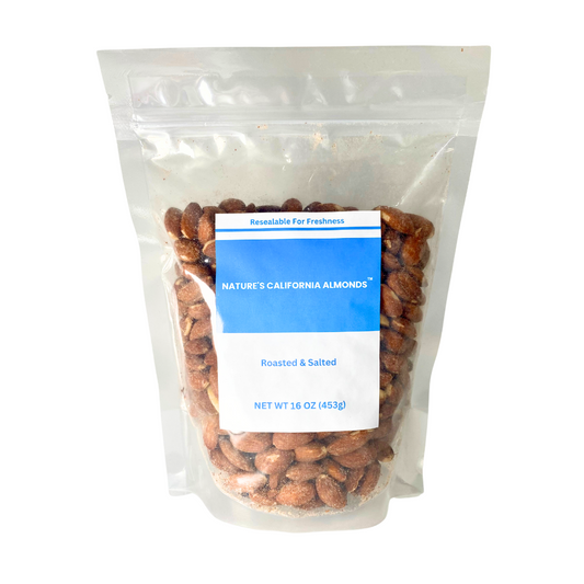 NATURE'S CALIFORNIA ALMONDS Roasted & Salted 16oz (Pack of 4)
